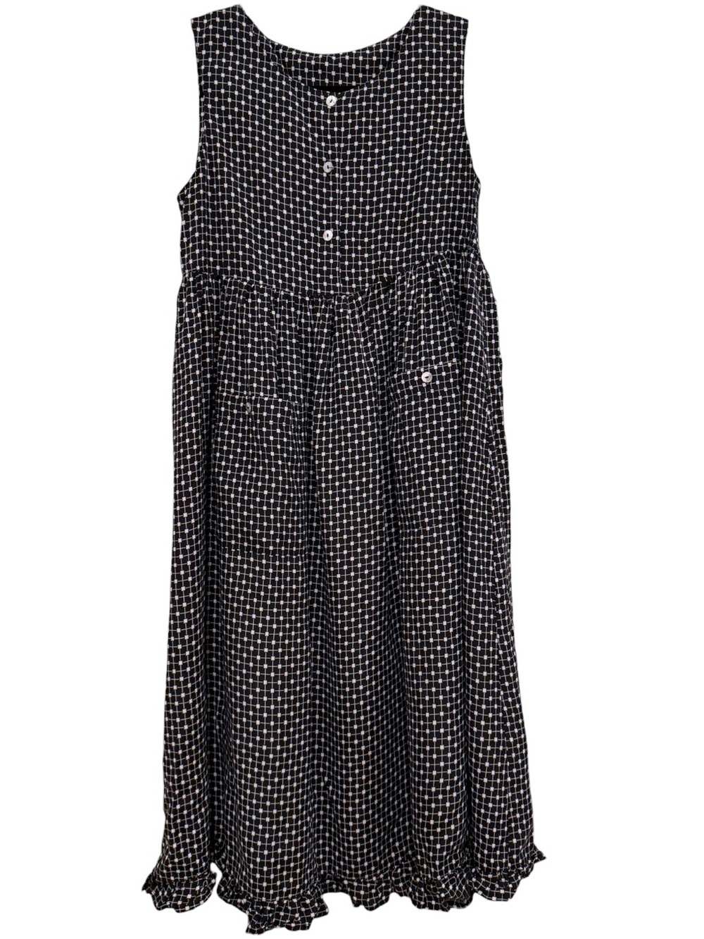 DKNY Girls Size 14 Black White Geometric Sleeveless Dress